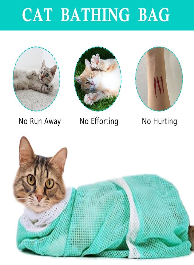fghuim 6 Pieces Cat Bathing/Grooming Bag, Adjustable Cat Shower Net Bag and Pet Nail Clippers, Nail File, Grooming Gloves, Tick Tool，Pet Dog and Cat Nail Trimming Check. - Image 3